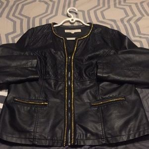 Faux leather Cleo Blazer w/ gold chain details